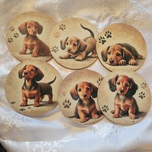 🔮NEW🔮Dachshund Puppy Coasters Set - Brown